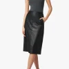 DOREEN CROSS SEAMED FAUX LEATHER SKIRT