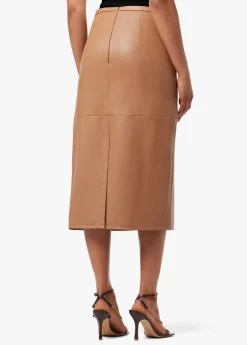 DOREEN CROSS SEAMED FAUX LEATHER SKIRT