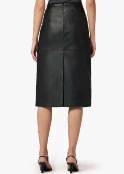 DOREEN CROSS SEAMED FAUX LEATHER SKIRT