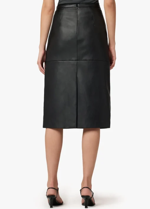 DOREEN CROSS SEAMED FAUX LEATHER SKIRT