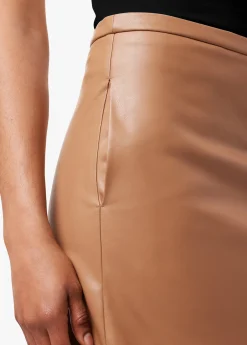 DOREEN CROSS SEAMED FAUX LEATHER SKIRT