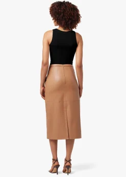 DOREEN CROSS SEAMED FAUX LEATHER SKIRT