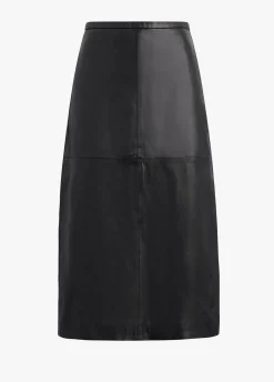DOREEN CROSS SEAMED FAUX LEATHER SKIRT