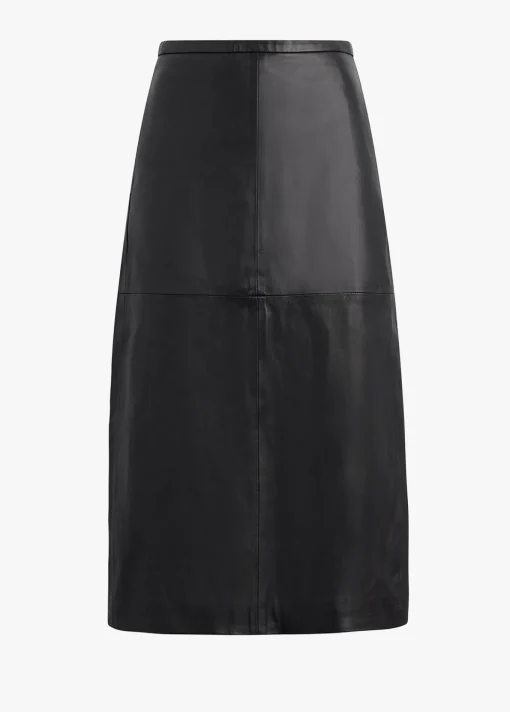 DOREEN CROSS SEAMED FAUX LEATHER SKIRT