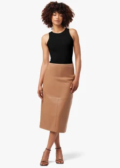 DOREEN CROSS SEAMED FAUX LEATHER SKIRT