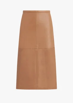 DOREEN CROSS SEAMED FAUX LEATHER SKIRT