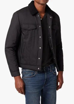 QUILTED BLACK TRUCKER JACKET