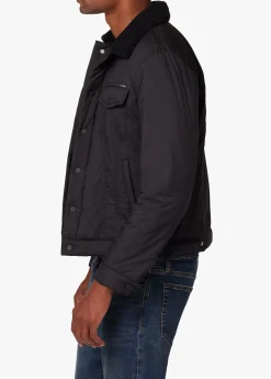 QUILTED BLACK TRUCKER JACKET