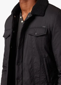 QUILTED BLACK TRUCKER JACKET