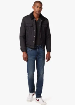 QUILTED BLACK TRUCKER JACKET