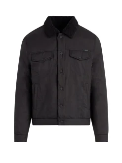 QUILTED BLACK TRUCKER JACKET