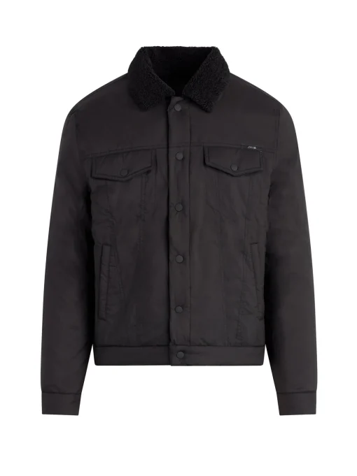 QUILTED BLACK TRUCKER JACKET