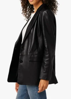 THE NINA BOYFRIEND LEATHER BLAZER