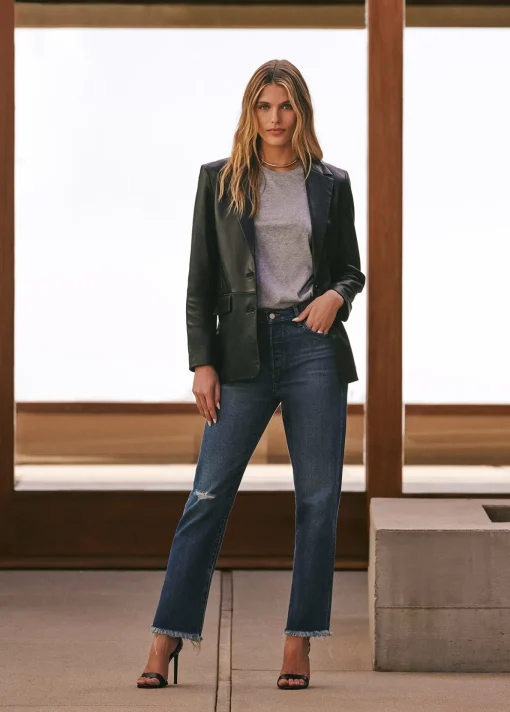 THE NINA BOYFRIEND LEATHER BLAZER