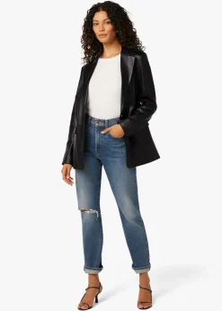 THE NINA BOYFRIEND LEATHER BLAZER