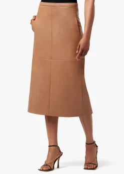 DOREEN CROSS SEAMED FAUX LEATHER SKIRT