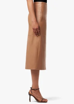 DOREEN CROSS SEAMED FAUX LEATHER SKIRT