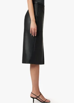 DOREEN CROSS SEAMED FAUX LEATHER SKIRT
